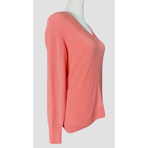 Pure Collection Womens 100% Cashmere V-Neck Sweater Coral Orange, Size 2 (US) - Picture 2 of 7